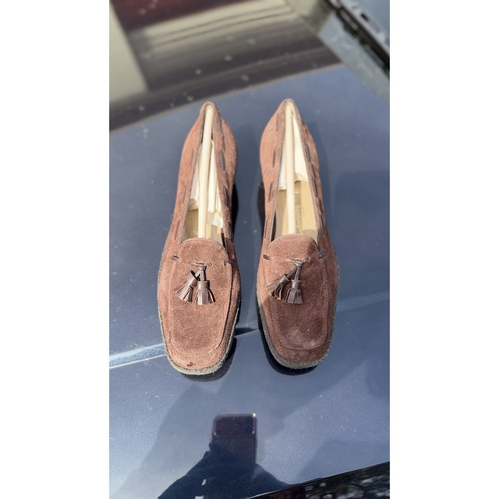 Salvatore Ferragamo Suede Tassel Loafers Brown Italy Womens